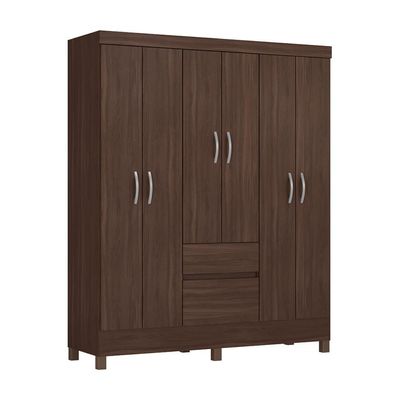 Guarda-Roupa Casal Sória 6 Portas 2 Gavetas Café