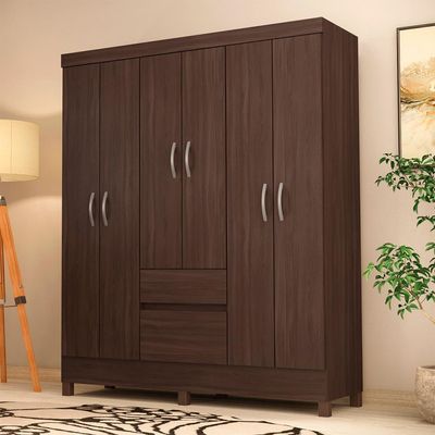 Guarda-Roupa Casal Sória 6 Portas 2 Gavetas Café