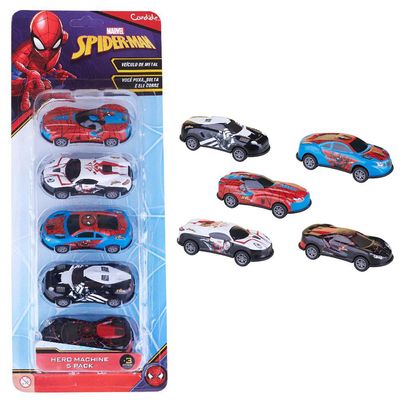 Mini veiculos pull back com 5 - Homem Aranha