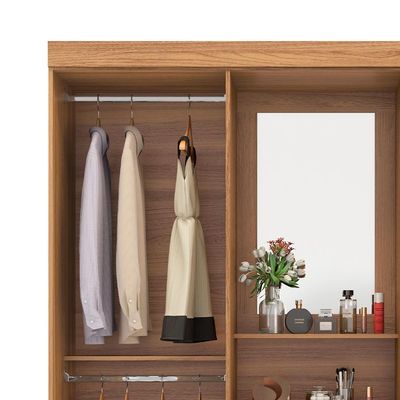Guarda-Roupa Solteiro com Espelho Embers 4 Portas 2 Gavetas Amêndola