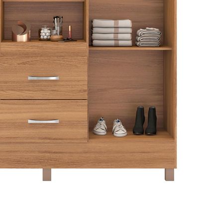 Guarda-Roupa Solteiro com Espelho Embers 4 Portas 2 Gavetas Amêndola