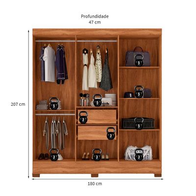 Guarda-Roupa Casal Marine 6 Portas 2 Gavetas Amendola e Off White