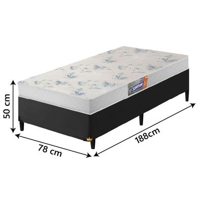 Cama Box Solteiro Colchão De Espuma D20 Supreme Branco 78x188x50cm Gazin Preto
