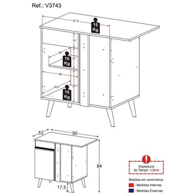 Balcão Cozinha De Canto 1 Porta Veneza Multimóveis V3743 Preto Preto