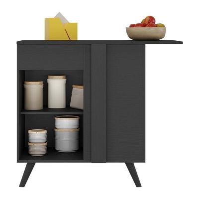 Balcão Cozinha De Canto 1 Porta Veneza Multimóveis V3743 Preto Preto