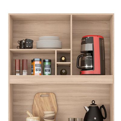 Kit de Cozinha Malta 4 Portas 1 Gaveta Avena e Grafito