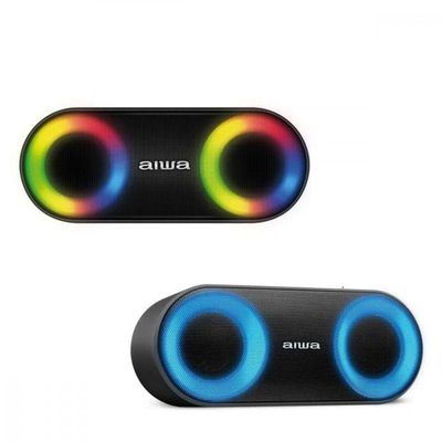Caixa De Som Speaker Aiwa Bluetooth Luzes Multicores Ip65 Preto Bivolt