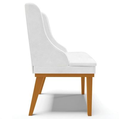 Kit 2 Cadeiras Estofadas Base Fixa De Madeira Castanho Lia Sintético Premium Branco - Ibiza