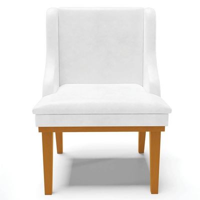 Kit 2 Cadeiras Estofadas Base Fixa De Madeira Castanho Lia Sintético Premium Branco - Ibiza