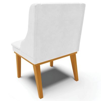 Kit 2 Cadeiras Estofadas Base Fixa De Madeira Castanho Lia Sintético Premium Branco - Ibiza