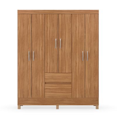 Guarda-Roupa Solteiro Sória 6 Portas 2 Gavetas Amêndola