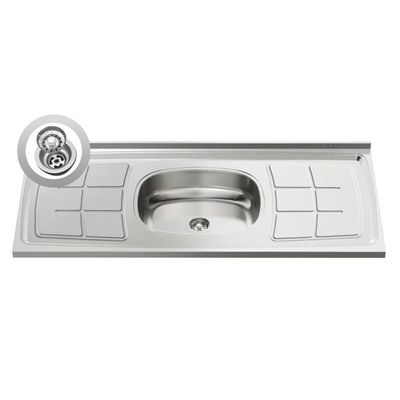 Balcão Gabinete Com Pia Inox 100cm 2 Portas 2 Gavetas Luziania Castanho-cinza - Lumil