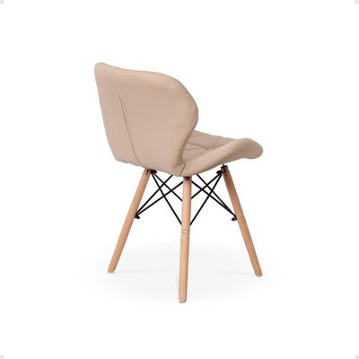 Kit 10 Cadeiras De Jantar Charles Eames Slim Wood Estofada - Nude