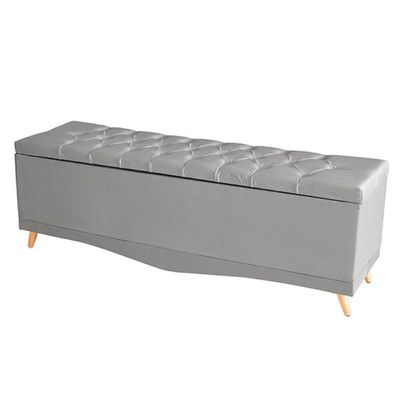Kit De Quarto Cabeceira De Cama Box E Calçadeira Baú Toquio Casal 140 Cm Suede Prata Do Lar Móveis E Decoração