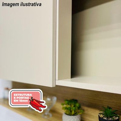 Armário De Cozinha Completa 120 Com Balcão Com Tampo 9 Portas Line Freijó-gris