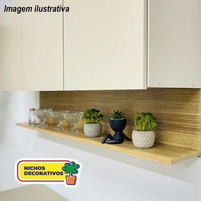 Armário De Cozinha Completa 120 Com Balcão Com Tampo 9 Portas Line Freijó-gris