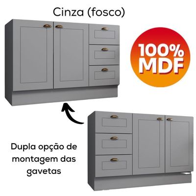 Cozinha Modulada 10 Pecas 240cm Ce792 Americana Henn Cinza Nature