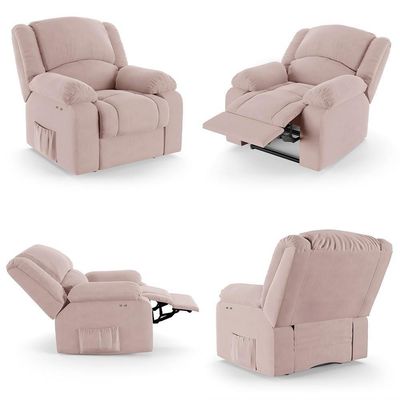 Poltrona Do Papai Reclinável Pietra Power Touch Fh9 Veludo Rosê - Mpozenato