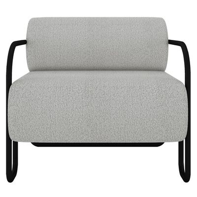 Poltrona Decorativa Para Sala Industrial Kira K04 Bouclê Cinza Claro - Mpozenato
