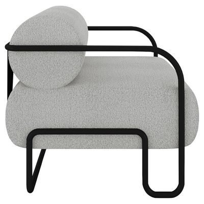 Poltrona Decorativa Para Sala Industrial Kira K04 Bouclê Cinza Claro - Mpozenato