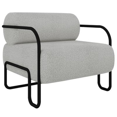 Poltrona Decorativa Para Sala Industrial Kira K04 Bouclê Cinza Claro - Mpozenato