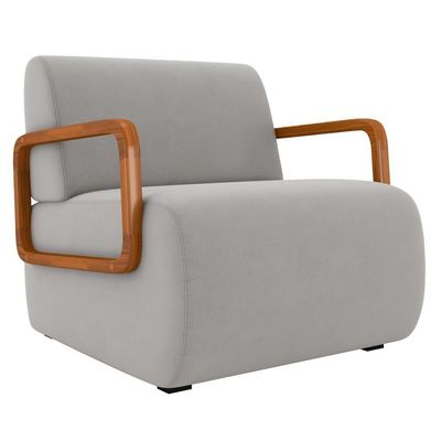 Poltrona Decorativa Orgânica Para Sala Kit 2 Belarus K04 Veludo Cinza - Mpozenato