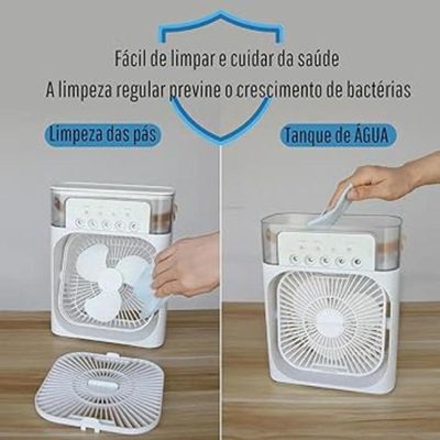 Ventilador Portátil De Mesa Mini Umidificador Bivolt - Branco