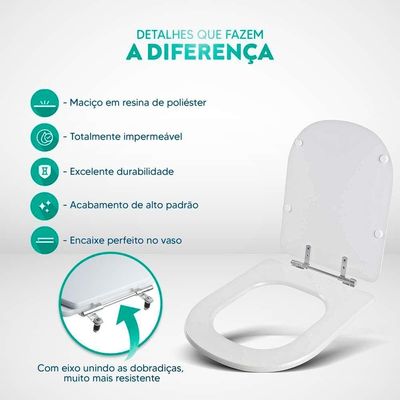 Assento Sanitário Poliester Etna Decorado Golfinho E Conchas Para Vaso Icasa