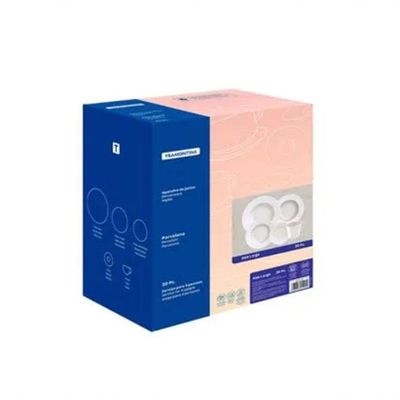 Aparelho De Jantar Porcelana 20 Peças Tramontina Cor Branco Liso