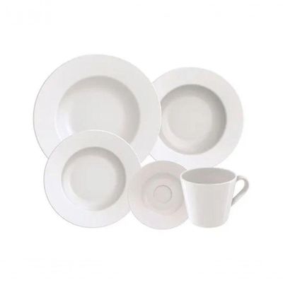 Aparelho De Jantar Porcelana 20 Peças Tramontina Cor Branco Liso