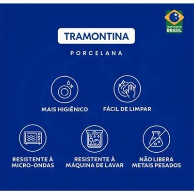 Aparelho De Jantar Porcelana 20 Peças Tramontina Cor Branco Liso