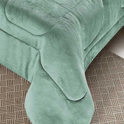 Coberdrom Casa Scarpa Apollo King Sherpa Pele De Carneiro + Manta Flannel - Verde Alecrim