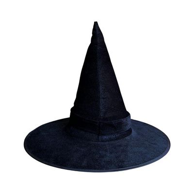 Chapéu De Bruxa Preto Com Fecho E Faixa Preta Veludo
