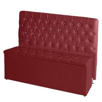 Kit Cabeceira De Cama E Calçadeira Baú Estrela King 195 Cm Suede Capitonê Vermelho Casa Móveis E Decoração