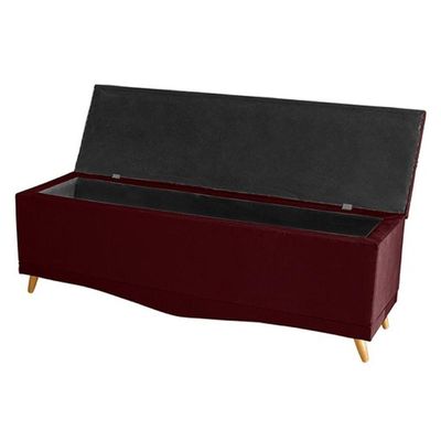 Kit Cabeceira De Cama Box E Calçadeira Baú Madri King 195 Cm Suede Bordo Do Lar Móveis E Decoração