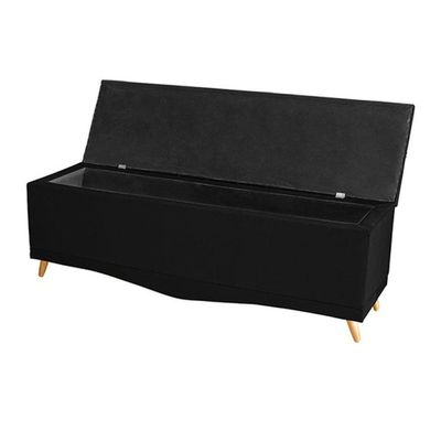 Kit Barcelona Cabeceira De Cama Painel E Calçadeira Baú Casal 140 Cm Suede Preto Do Lar Móveis E Decoração