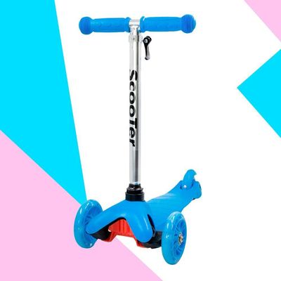 Patinete Regulável Infantil 3 Rodinhas Com Led Para Crianças Até 40kg Azul