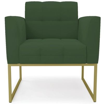 Poltrona Base Industrial Dourado Kit 2 Ana Veludo Verde - Ibiza