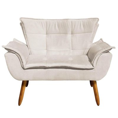 Kit 2 Poltronas Namoradeiras Pés Palito 2 Lugares Opla Suede Bege - Ibiza