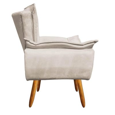 Kit 2 Poltronas Namoradeiras Pés Palito 2 Lugares Opla Suede Bege - Ibiza