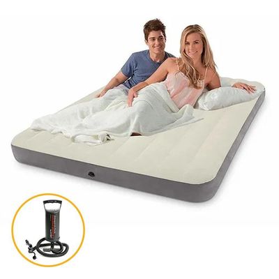 Colchão Inflável Casal Dura Beam Fiber Tech Queen Com Bomba De Encher Intex
