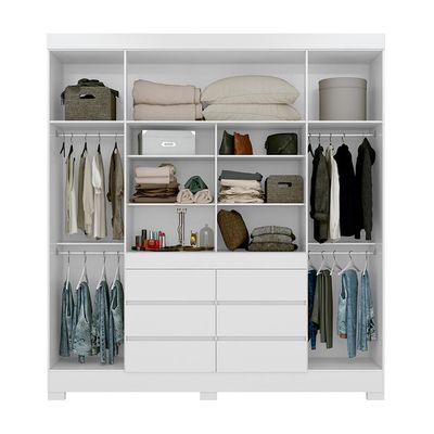 Guarda-Roupa Casal com Espelho Trevi 4 Portas 6 Gavetas Branco