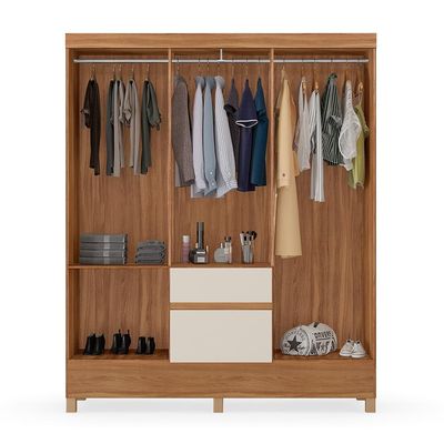 Guarda-Roupa Solteiro Sória 6 Portas 2 Gavetas Amêndola e Off White