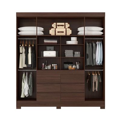 Guarda-Roupa Casal com Espelho Trevi 4 Portas 6 Gavetas Café