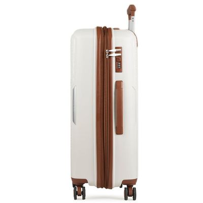 Mala Média 23 Kg Polipropileno 4 Rodas Malta Branca e Marrom M / Branco