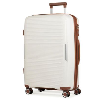 Mala Média 23 Kg Polipropileno 4 Rodas Malta Branca e Marrom M / Branco