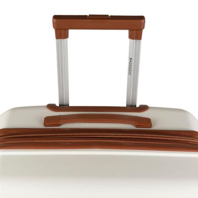 Mala Média 23 Kg Polipropileno 4 Rodas Malta Branca e Marrom M / Branco