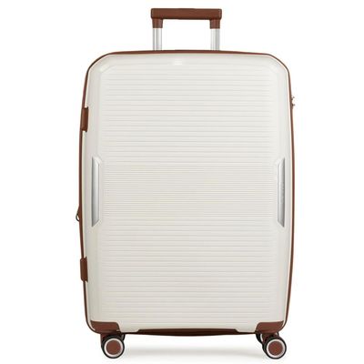Mala Média 23 Kg Polipropileno 4 Rodas Malta Branca e Marrom M / Branco