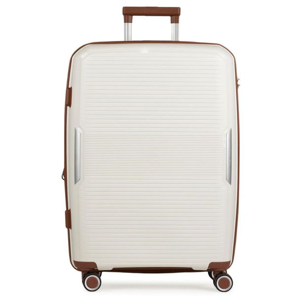 Mala Média 23 Kg Polipropileno 4 Rodas Malta Branca e Marrom M / Branco