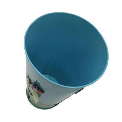 Vaso Balde Metal Enfeite Jardim Quintal Varanda Joaninha Flor Azul